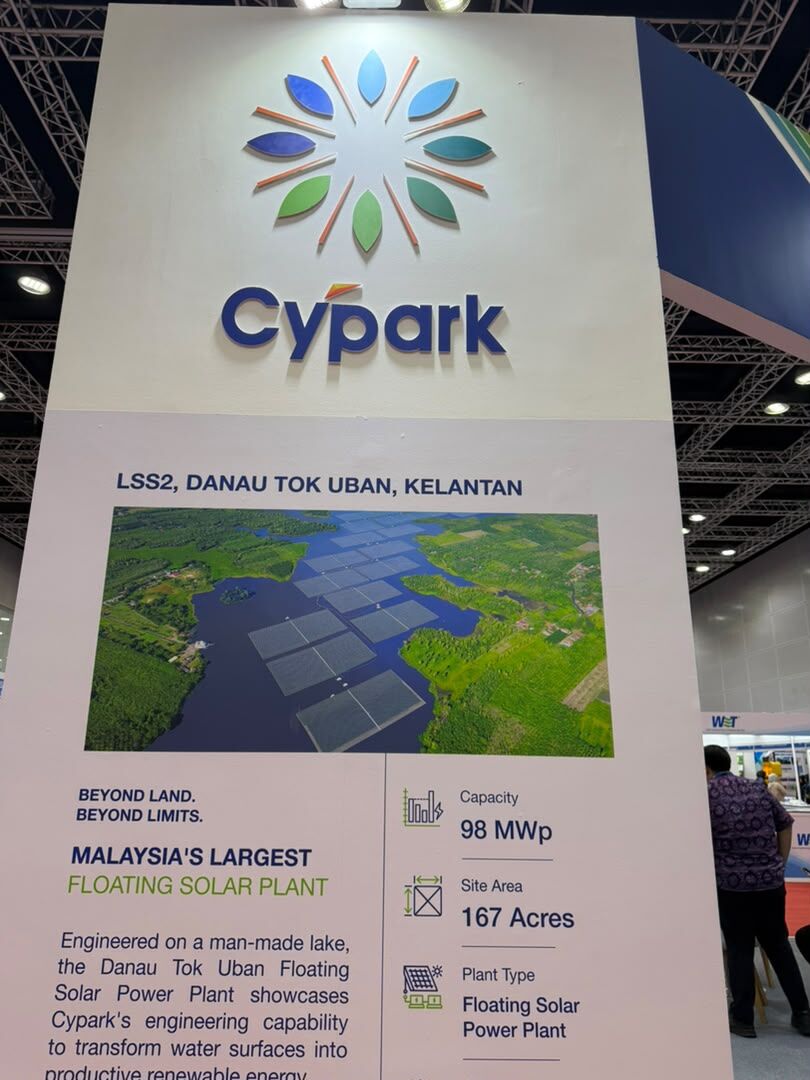 Cypark exhibit on Malaysia's largest floating solar plant, a 98 MWp installation at Danau Tok Uban, Kelantan